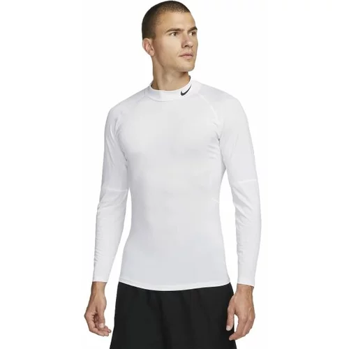 Nike Dri-Fit Fitness Mock-Neck Long-Sleeve Mens Top White/Black XL Fitnes majica