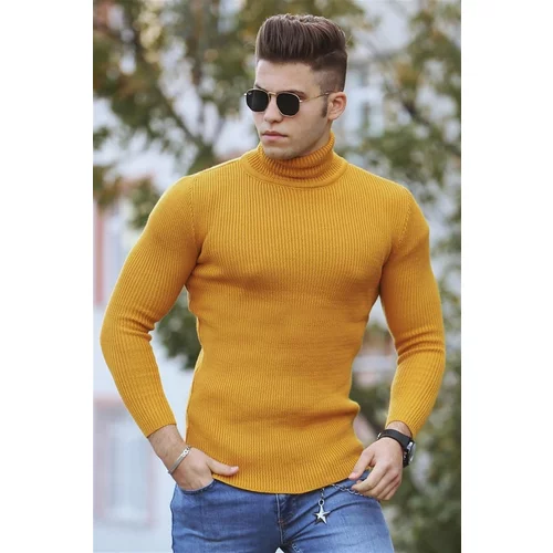 Madmext Men's Turtleneck Mustard Sweater
