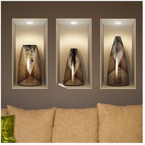 Ambiance Komplet 3 nalepk z učinkom 3D Wooden Vases Cene