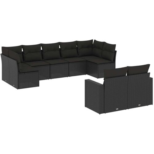 VidaXL 9-dijelni set vrtnih sofa s jastucima crni od poliratana Slike