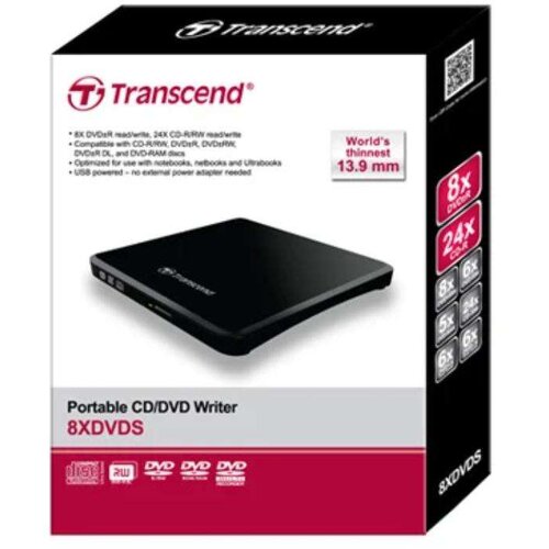 Transcend Opticki uredaj Portable 8X DVD, Slim, USB, Black Cene