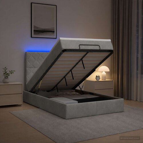  Krevet od pjene s madracem i LED-om Svjetlosiva 120 x 190 cm Slike