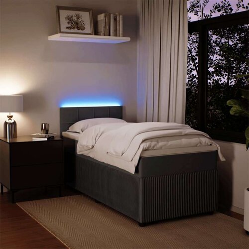 VidaXL Box spring postelja z vzmetnico temno siva 80x200 cm žamet Slike