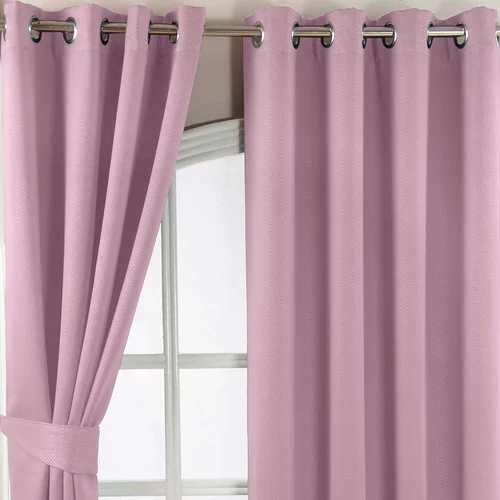 HOMESCAPES Pastelno rožnata barva s šivankami v pastelni barvi Blackout Termo zavese Par Eyelet Style, 117x137 cm, (20749424)