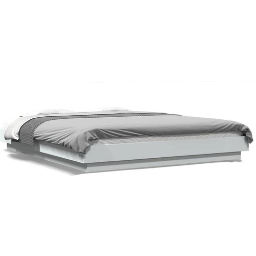 Maison Chic Posteljni okvir - Dvoposteljna postelja - Zakonska postelja z LED lučkami bel 160x200 cm inženirski les, (21695547) Slike