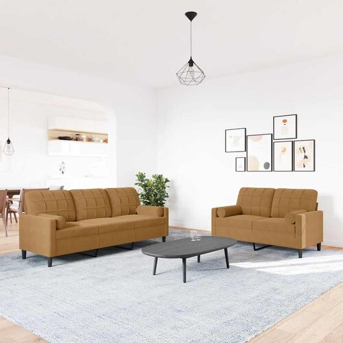  2-dijelni set sofa s jastucima smeđi bar&amp;scaron;unasti Slike