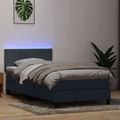 vidaXL Box spring krevet s madracem tamnosivi 90x220 cm baršunasti Cene