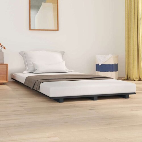  Posteljni okvir siv 90x190 cm trdna borovina, (20726786) Slike