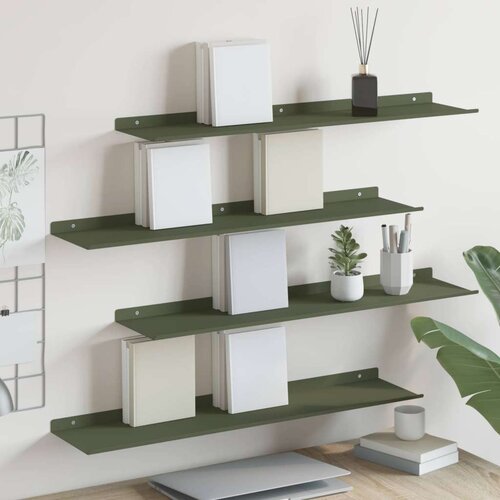  Polica na zidu Zidne 4 pcs Maslinasto zelena 80 x 18 x 2 5 cm - Maslinovo zelena 80 x 18 cm 4 Cene
