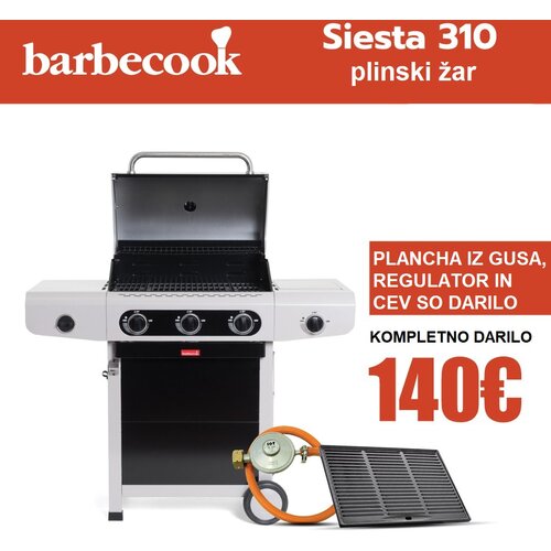 Barbecook siesta 310 black edition plinski žar + plancha + plinski regulator s cevjo, (21142328) Cene