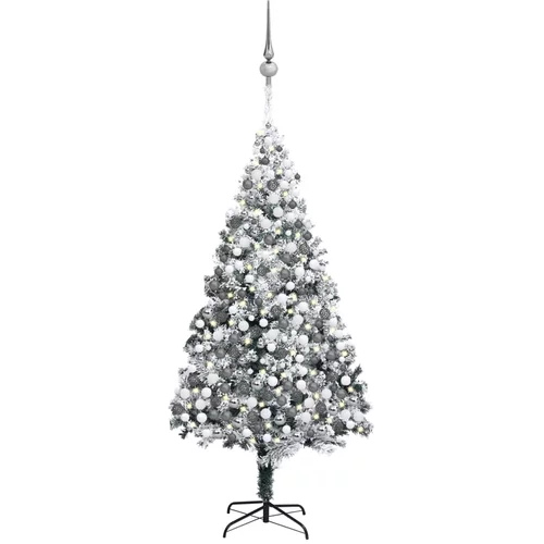 In umjetno božićno drvce LED s kuglicama i snijegom zeleno 400 cm