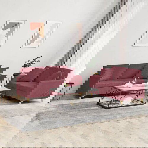 The Living Store Sedežna garnitura z vzglavniki 2-delna vinsko rdeče blago - Sedežna Garnitura, (21480071) Cene