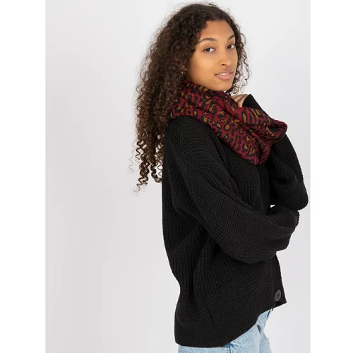 Fashion Hunters Black and maroon scarf with animal patterns