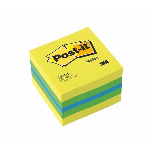 3m Post-it 2051L samoljepljivi papirić za poruke Kvadrat Plavo, Zeleno, Tirkizno, Žuto 400 listova Samoljepljivo Cijene