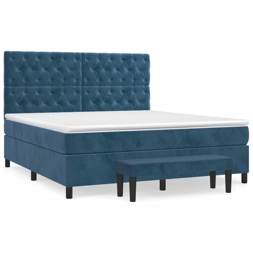 Maison Chic Box spring postelja - Vzmetna postelja z vzmetnico temno modra 160x200 cm žamet SL20623, (21893035) Cene