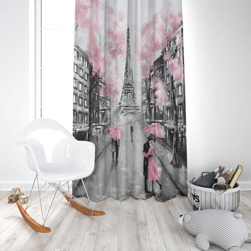  Dečiji draper ružičasti pariz (jedno krilo) -140x250cm, D-024 Cene