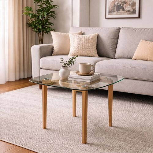 Hanah home Soft trpezarijski sto 100 &amp;times; 100 &amp;times; 75 cm, hrast Slike