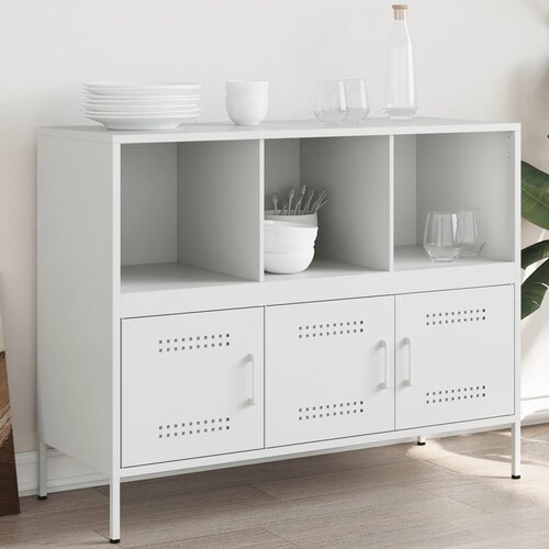 vidaXL Komoda bela 100,5x39x79 cm hladno valjano jeklo Cene