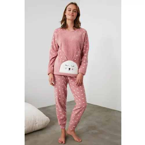 Trendyol Powder Embroidered Wellsoft Pajamas Set