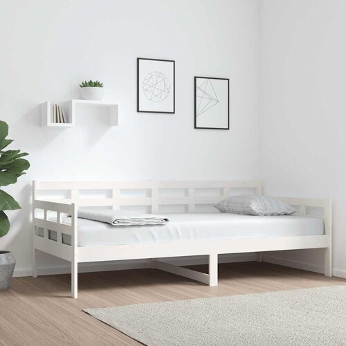  Dnevni ležaj bijeli od masivne borovine 90 x 190 cm Cene