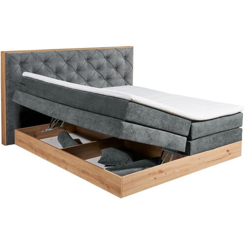 Esposa POSTELJA BOXSPRING 180 cm x 200 cm , tekstil, leseni material siva, naravne barve Slike