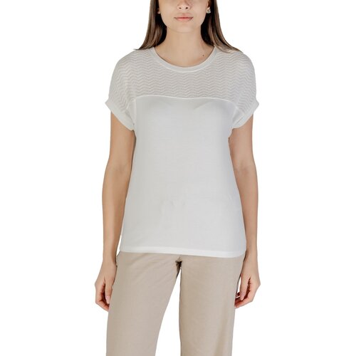 Street One Majice s kratkimi rokavi shirt w.ajour yoke 323137 Bela Cene