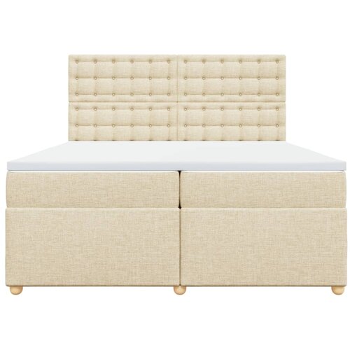  Krevet s oprugama i madracem krem 200 x 200 cm od tkanine Slike