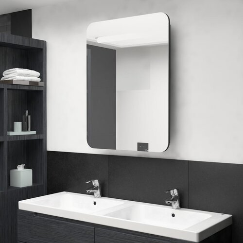  LED kupaonski ormarić s ogledalom crni 60 x 11 x 80 cm Cene