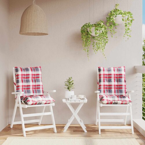  The Living Store Blazina za stol 2 kosa rdeča karirasta oxford tkanina - Blazina Za Stol Z Nizkim Naslonjalom, (21487255) Cene