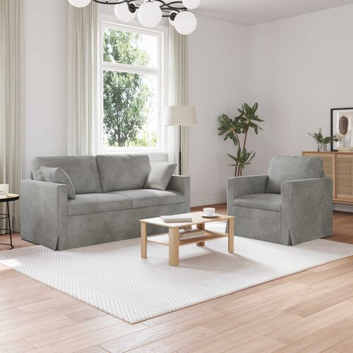  Set sofe 2 pcs Svijetlo siva 158 x 78 x 80 cm Baršun Cene