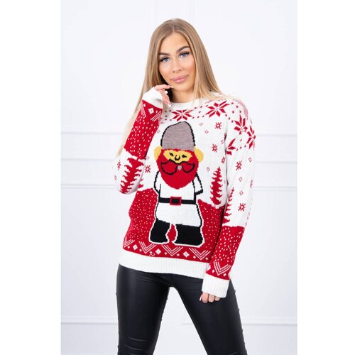 Kesi Christmas sweater with Santa Claus ecru Slike