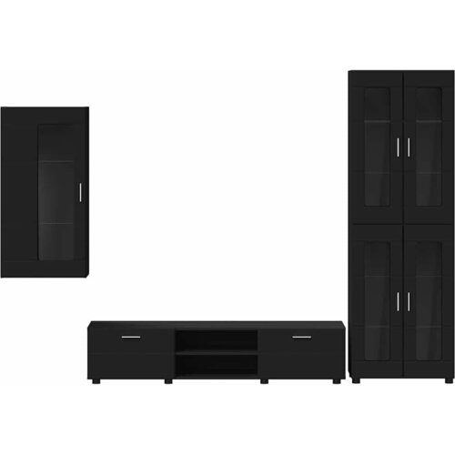  Set TV komoda FLORIN 3 kom. Crna Konstruirano drvo Slike