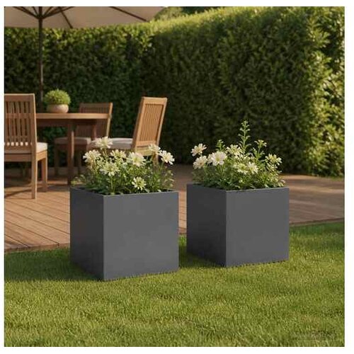 vidaXL Vrtna saksija 2 kom. Antracit 45 x 45 x 45 cm Čelična vrata - Antracit 45 x 45 x 45 cm 2 Cene
