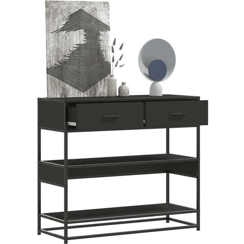 Maison Chic konzolna miza - miza ob steni črna 90x35x80 cm inženirski les, (21786650) Slike