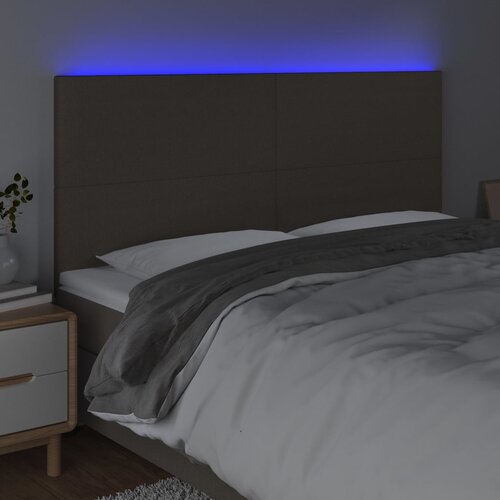  LED uzglavlje smeđesivo 180x5x118/128 cm od tkanine Slike