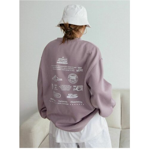 K&H TWENTY-ONE Women's Lilac Purple Bright Future Printed Crewneck Sweatshirt. Slike