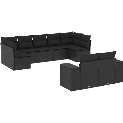  9-dijelni set vrtnih sofa s jastucima crni od poliratana Crna 83 x 62 x 69 cm Slike