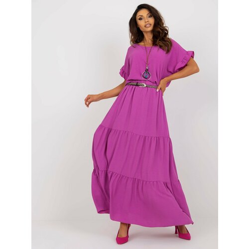 Fashion Hunters Purple flared skirt with ruffles Slike