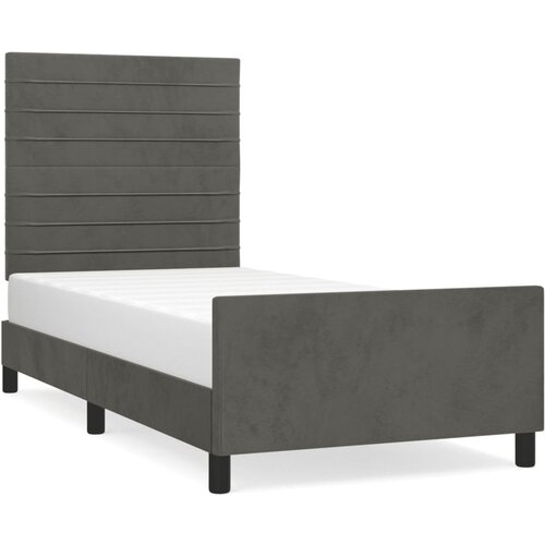 Maison Chic Posteljni okvir - Enojna postelja - Postelja za odrasle brez vzmetnice temno siv 100x200 cm žamet-J7838, (21765601) Slike