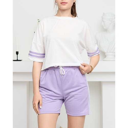 Resti Women's sports tracksuit set with purple stripes - Clothing Cene