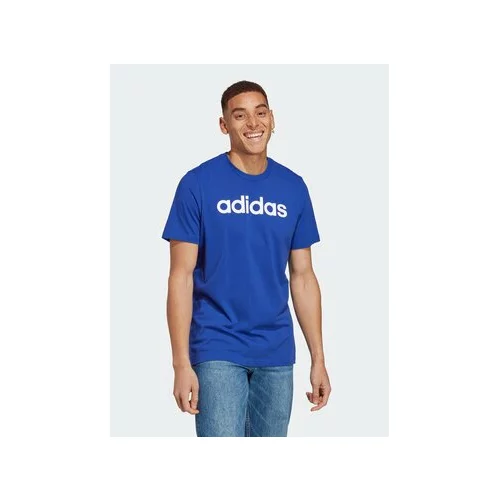 Adidas Majica Essentials Single Jersey Linear Embroidered Logo T-Shirt IC9279 Modra Regular Fit