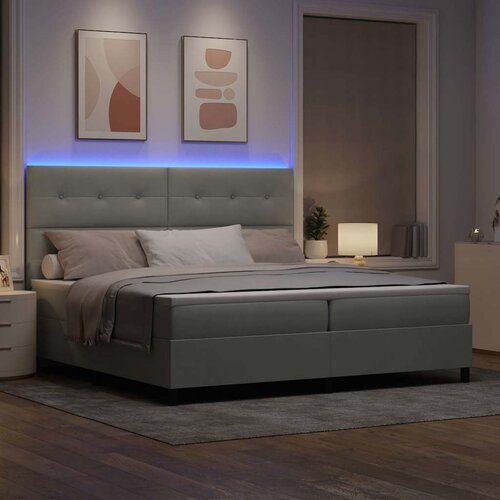  LED Box Spring Krevet Svijetlo siva 200 x 200 cm Bar&amp;scaron;un Svjetlosiva Slike