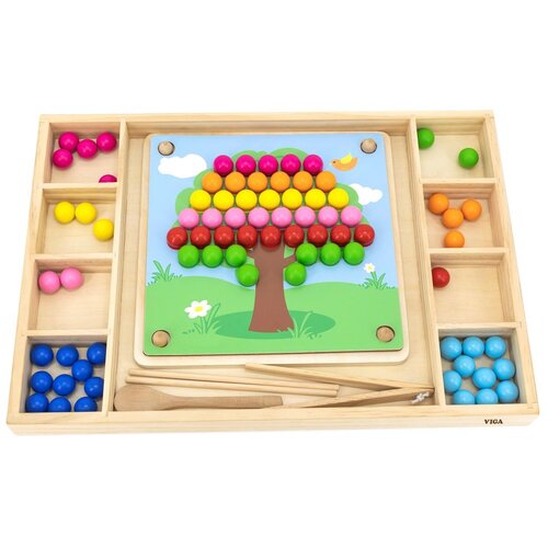 Viga drvena igra s loptom catch and match Montessori puzzle Slike