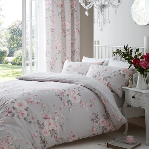 Catherine Lansfield Siva posteljnina za zakonsko posteljo/podalj&amp;scaron;ana 230x220 cm Canterbury Floral &amp;ndash; Slike