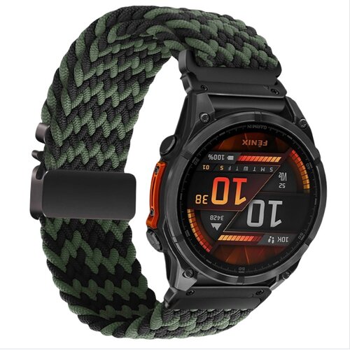 INF Združljiv z Garmin Fenix 8/7X Pro/955/965 elastičen najlonski pleten pašček Black+Green 22 mm, (5000079516) Cene