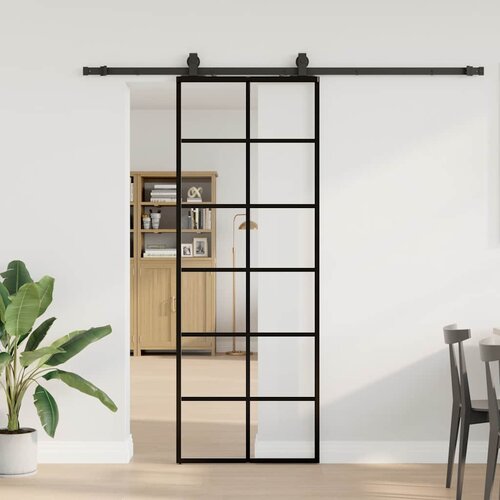  Klizna vrata s priborom crna 76 x 205 cm od ESG stakla Slike