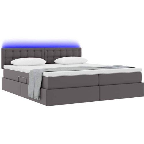  Krevet s prostorom za pohranu s LED-om Siva 200 x 200 cm Slike