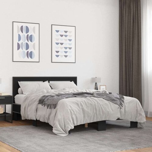 VidaXL Okvir kreveta crni 140 x 200 cm od konstruiranog drva i metala Slike