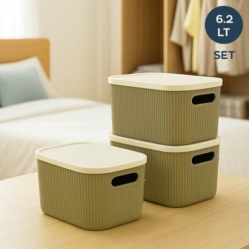  Set kutija za odlaganje, 6,2l, 3 dijela, zelena Cene