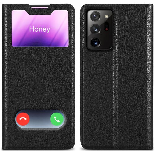 Cadorabo Ohi&scaron;je, združljiv s Samsungom v kometu Black - Za&scaron;čitni pokrov z magnetnim zapiranjem, stoječo funkcijo in dvema gledanjem oken, (20694632) Cene